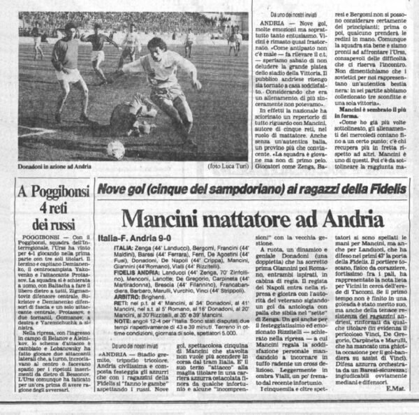 17 febbraio 1988, la F. Andria gioco’ contro l’Italia